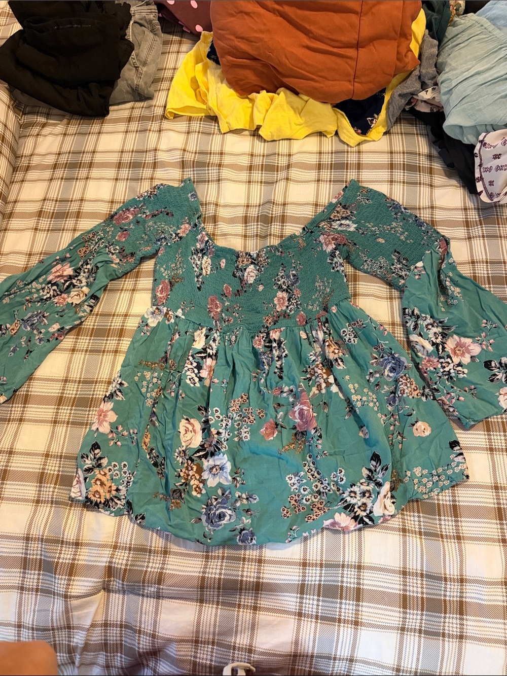 Torrid Floral Smocked Top with Bell Sleeves